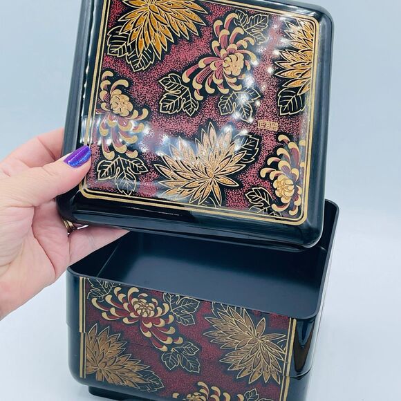 Vintage Asian Oriental Bento Style Jewelry Trinket Storage Box ROC Interpur - Picture 4 of 10